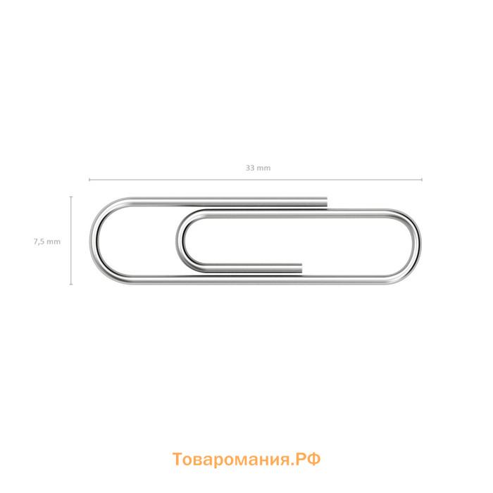 Скрепки канцелярские 33 мм, 100 штук, оцинкованные, ErichKrause, картонная упаковка