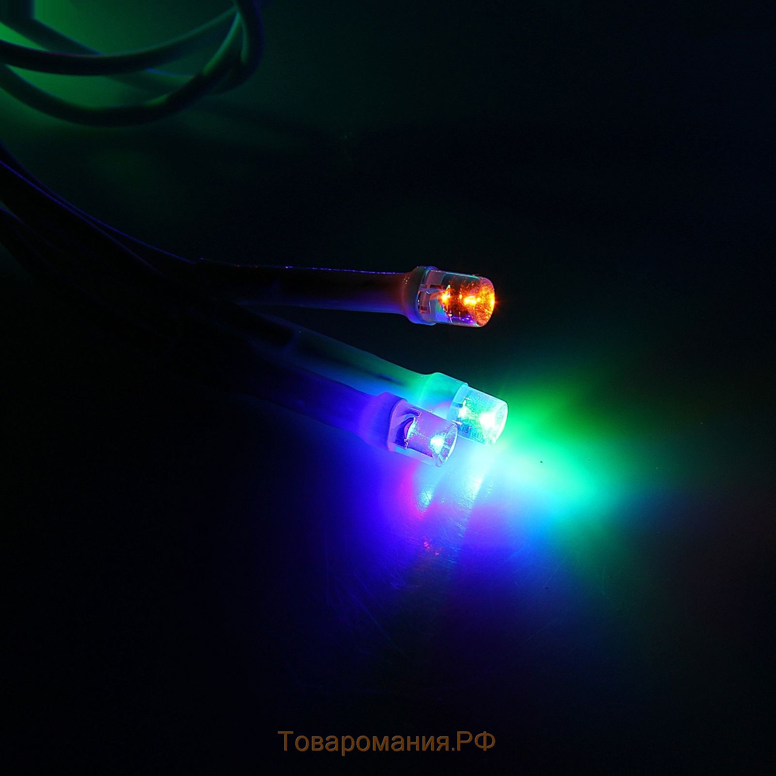 Гирлянда «Нить» 10 м, IP44, УМС, белая нить, 100 LED, свечение мульти, 220 В