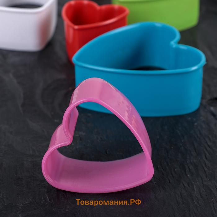 Формы для печенья  «Сердце», набор 5 шт., 10×9×3.5 см, пластик, МИКС