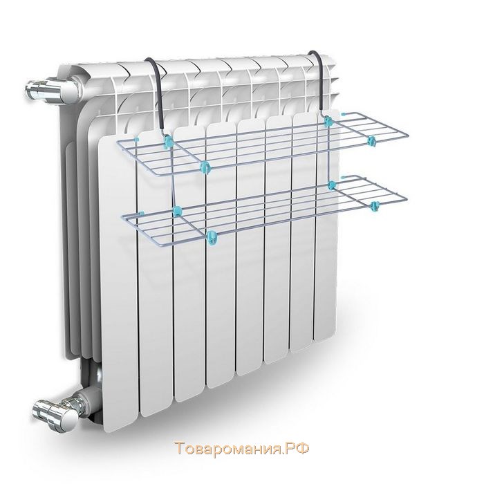 Сушилка для белья на радиатор, 2 яруса, 65×23,5×36 см, цвет серый