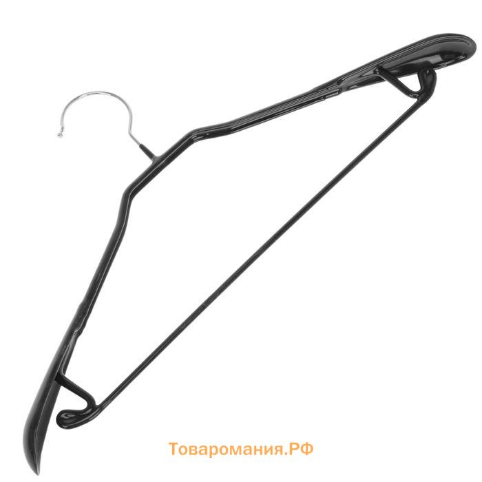 Плечики - вешалка для одежды , 43.5×20.5 см, широкие плечики, антискользящее покрытие, чёрные
