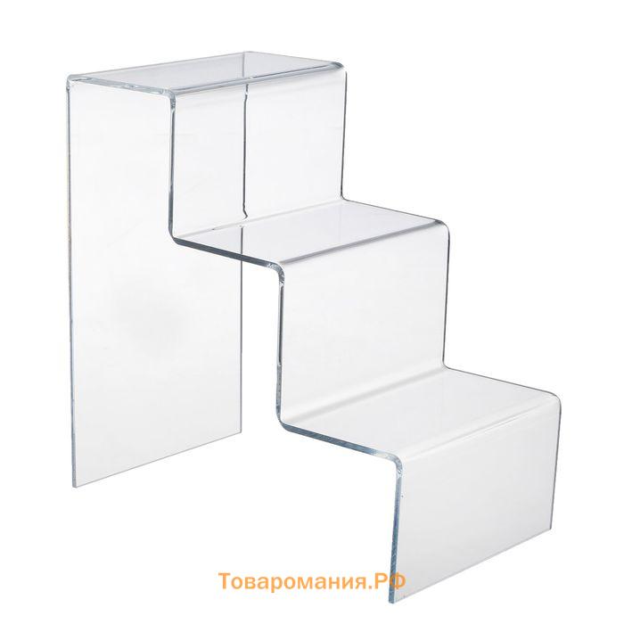 Горка 3 ступеньки 12×21×21 см, оргстекло 3 мм, В ЗАЩИТНОЙ ПЛЁНКЕ
