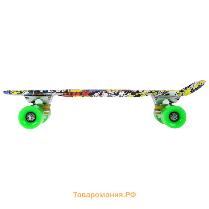 Скейтборд ONLITOP R2206, 56х15 см, колёса PU, АBEC 7, алюминиевая рама, цвет граффити