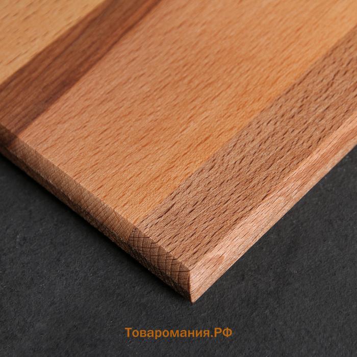 Доскa деревянная рaзделочнaя с кровостоком Adelica, метaллическaя ручкa, 35×24,5×1,8 см, бук