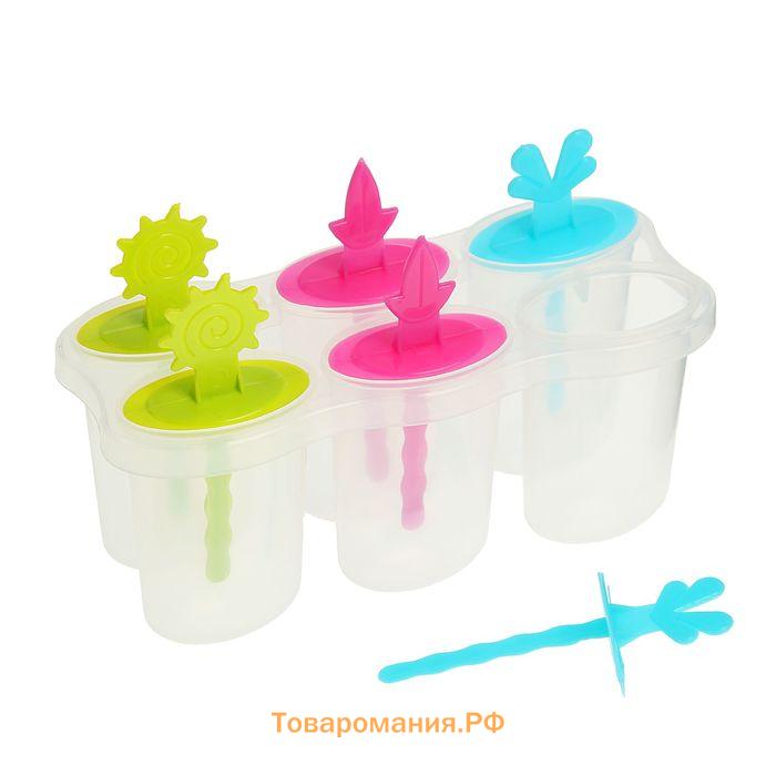 Форма для мороженого «Сказка», 6 ячеек, пластик, прозрачная