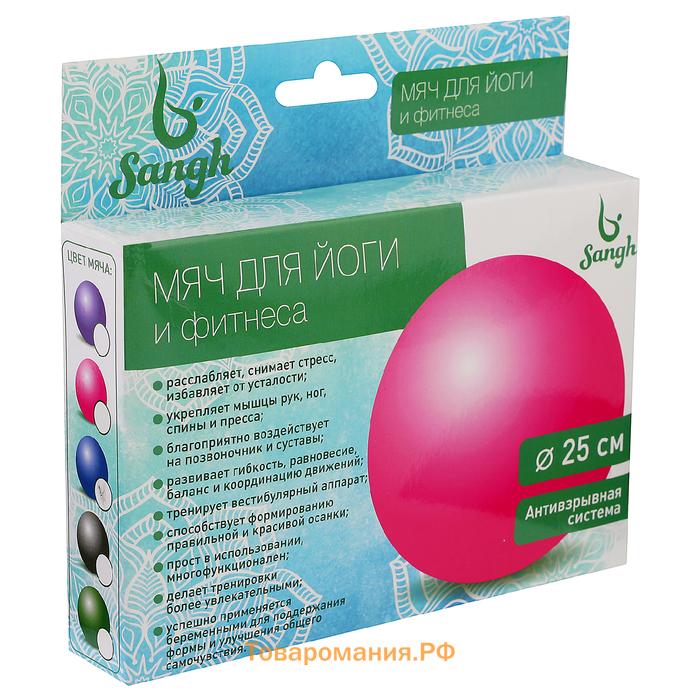 Мяч для йоги Sangh, d=25 см, 100 г, цвет фиолетовый
