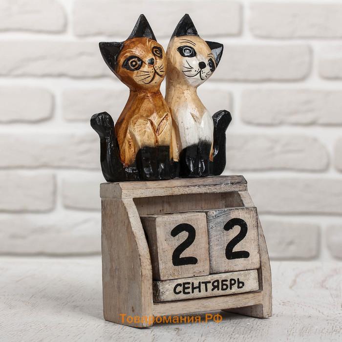 Вечный календарь «Кошечки», 11×6×22 см, дерево