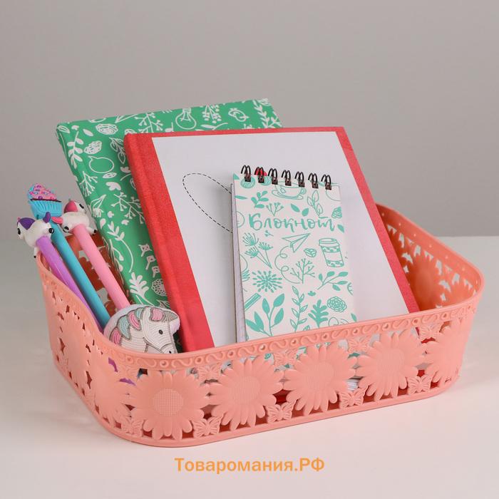 Корзина для хранения  «Подсолнухи», пластик, 24×17×6 см, МИКС