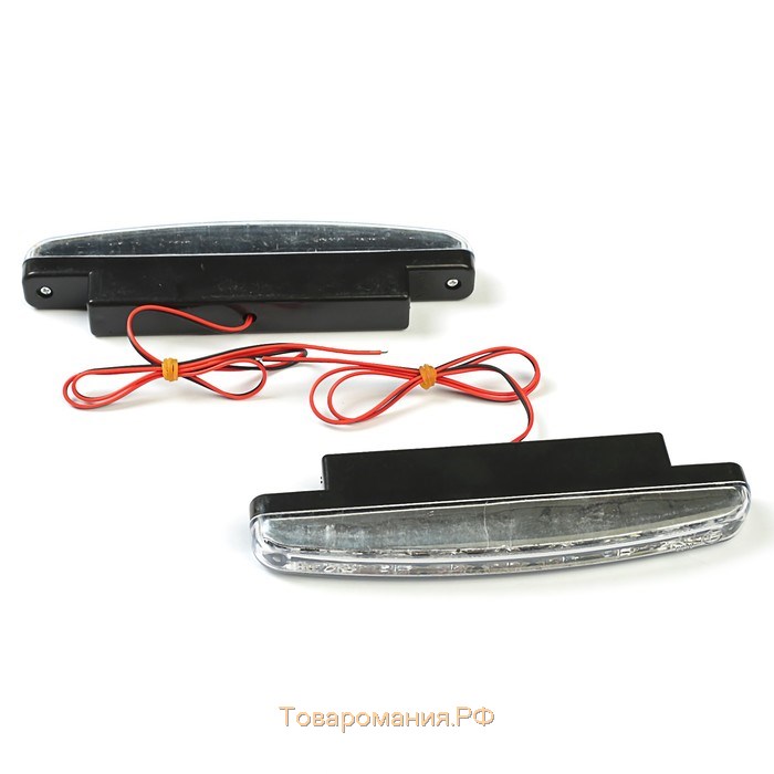 Дневные ходовые огни KS, KS-008-2, 8 LED, хром, провода, 158×36×18 мм, набор 2 шт.