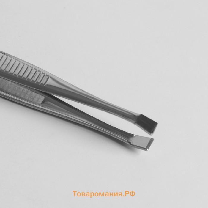 Пинцет прямой, узкий, с расчёской, 8.8 см, в чехле, МИКС