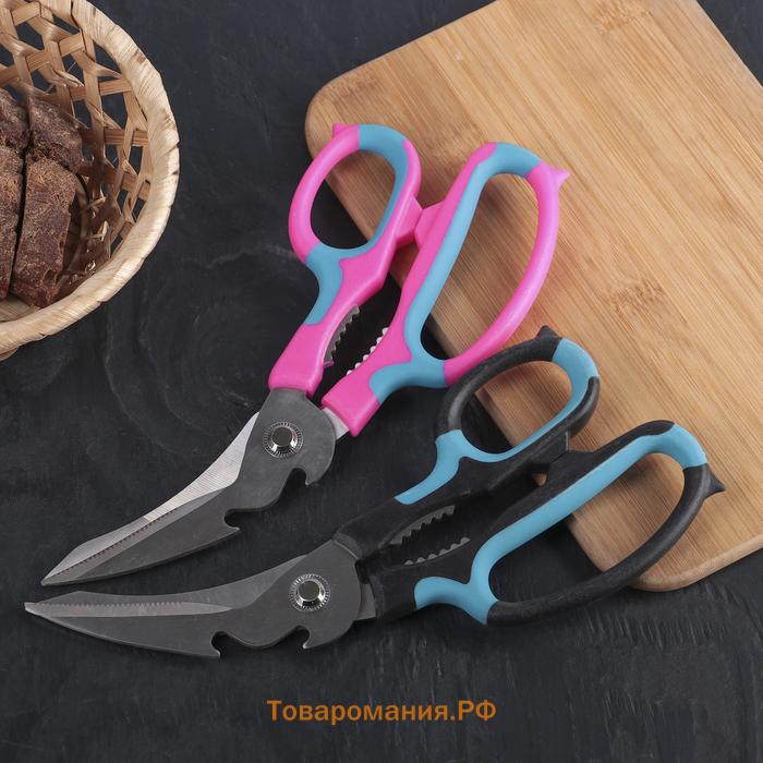 Ножницы кухонные для мяса и рыбы  «Краски», 20 см, МИКС