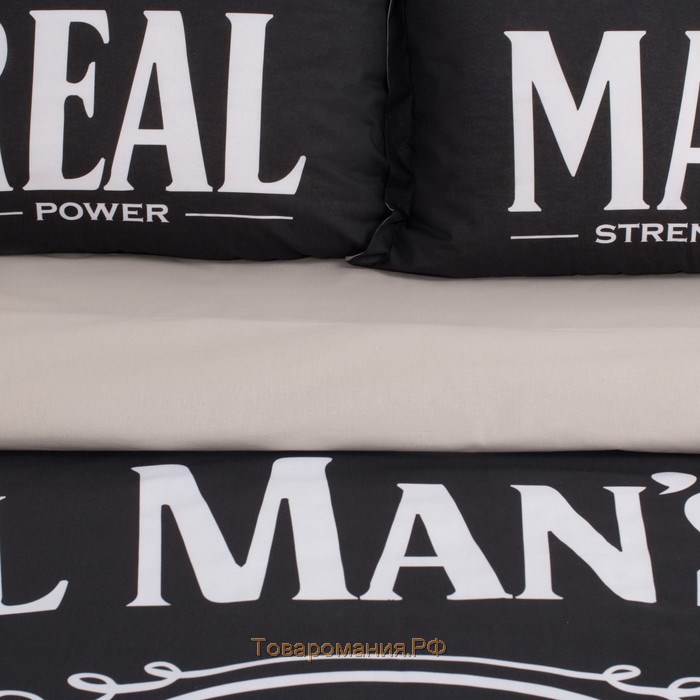 Постельное бельё "" 2 сп Real Man 175х215 см, 200х220 см, 50х70+3 см - 2 шт