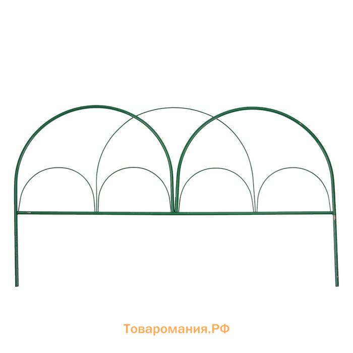 Ограждение декоративное, 50×425 см, 5 секций, металл, зелёное, «Парашют», Greengo