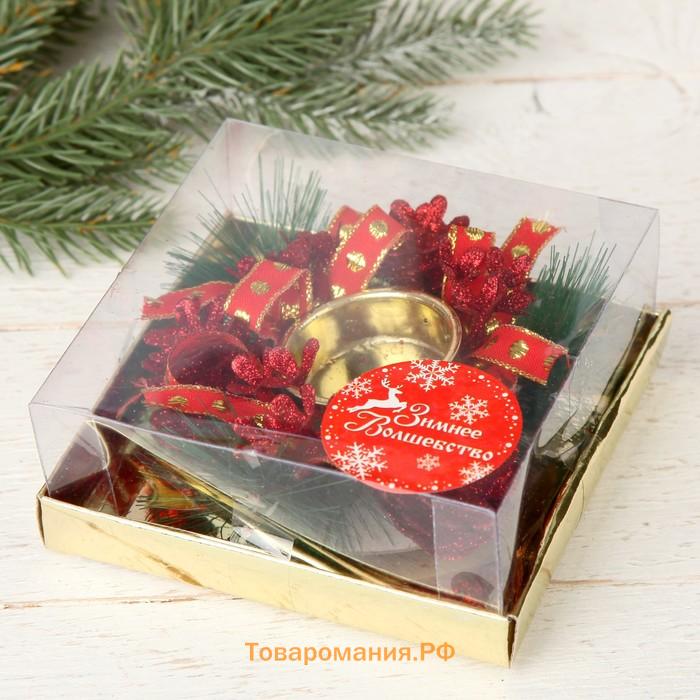 Подсвечник на одну свечу «Колокольчики» шишки, шарики, 11×4 см, d=2 см