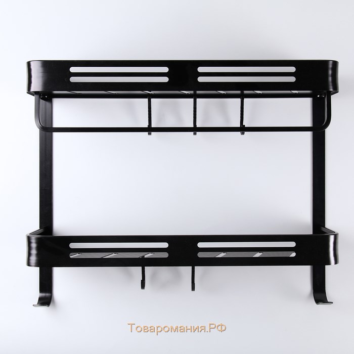 Полка 2-х ярусная, 50×12,6×43,6 см, цвет чёрный