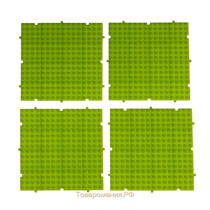 Пластина-основание для конструктора «Пазл», набор 4 шт, 13 х 13 см, цвет салатовый
