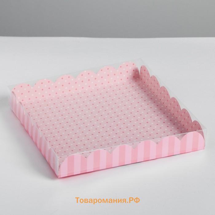 Коробка для печенья, кондитерская упаковка с PVC крышкой, «8 марта», 21 х 21 х 3 см