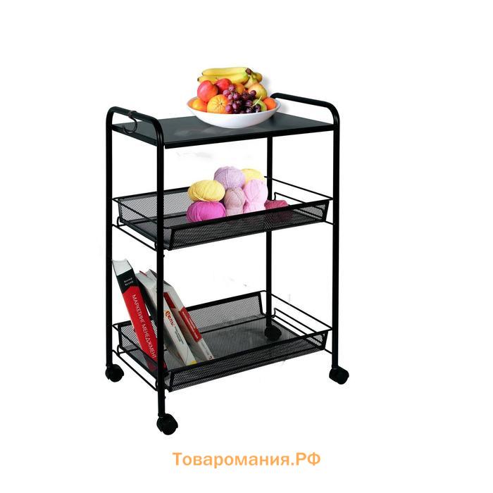 Этажерка «Ладья 33КС», 3 яруса, 45×30×65 см, чёрная