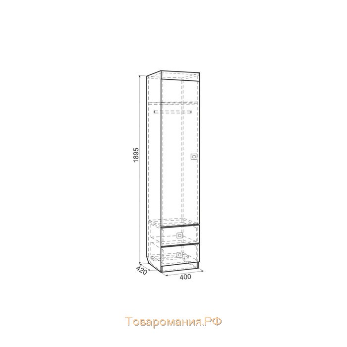 Шкаф комбинированный Форсаж, 400×410×1890, дуб сонома/белый