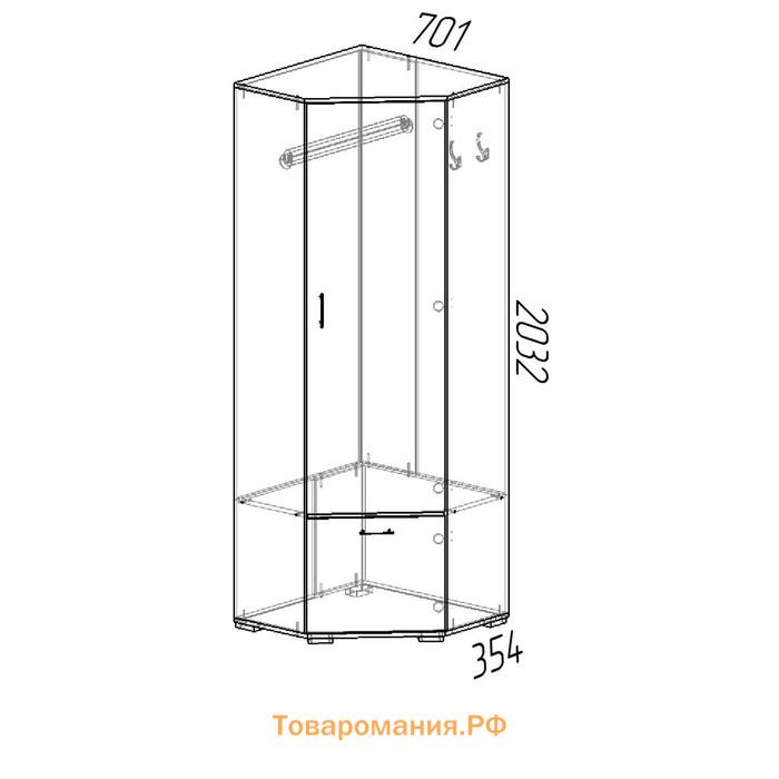 Шкаф угловой Ника, 701х701х2032х354, Ясень шимо светлый/Ясень шимо темный