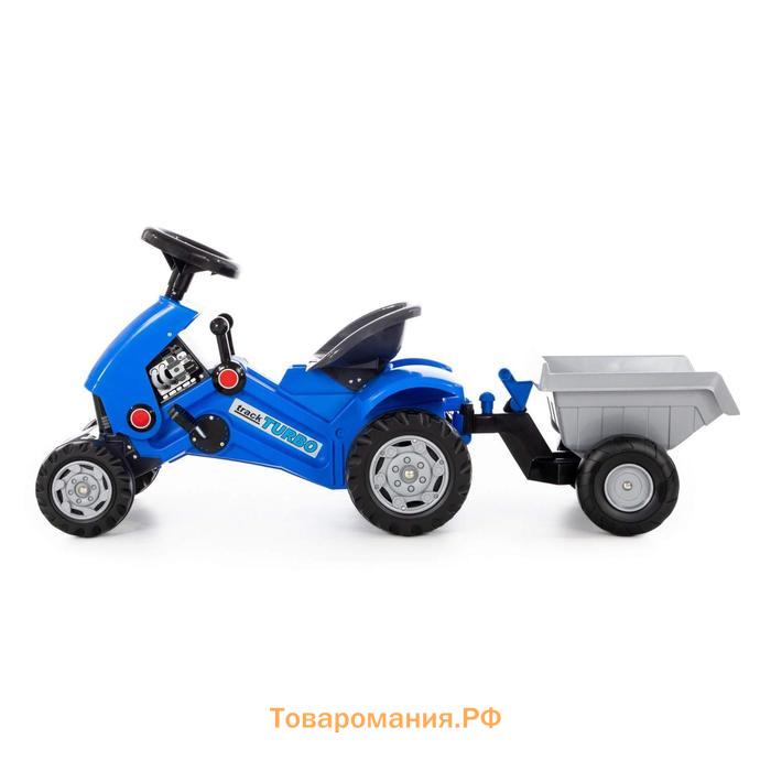 Педальная машина для детей Turbo-2, с полуприцепом, цвет синий