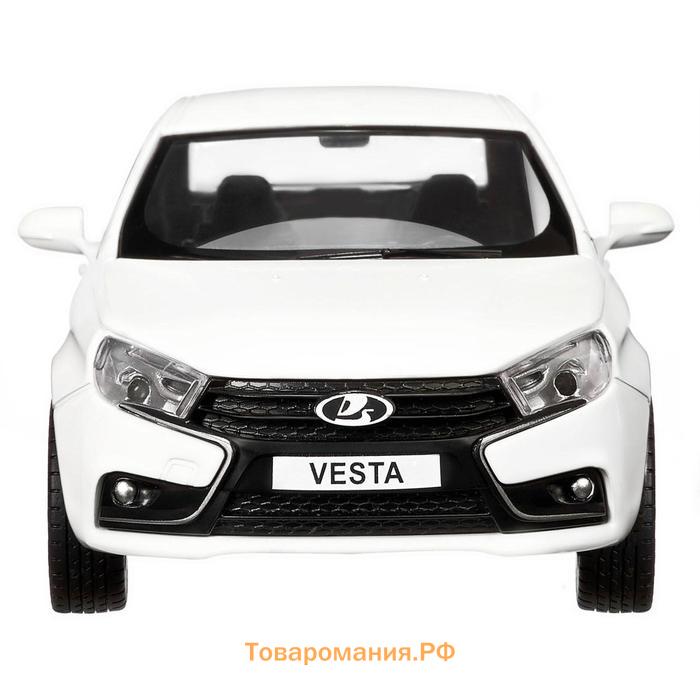 Машина металлическая «Lada Vesta седан» 1:24, цвет белый, открываются двери, капот, багаж, световые и звуковые эффекты