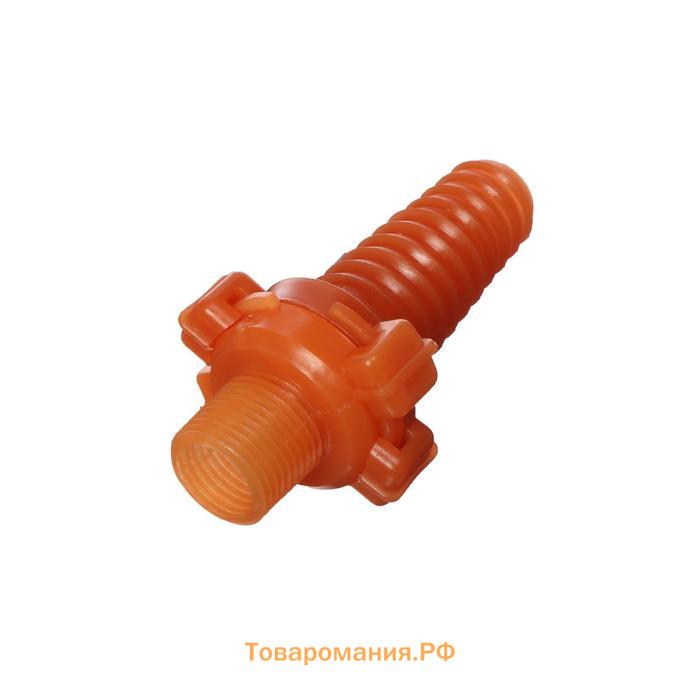 Штуцер, наружная резьба 1/2", под шланг 3/4" (19 мм) – 1" (25 мм), разъёмное соединение «Байонет», пластик