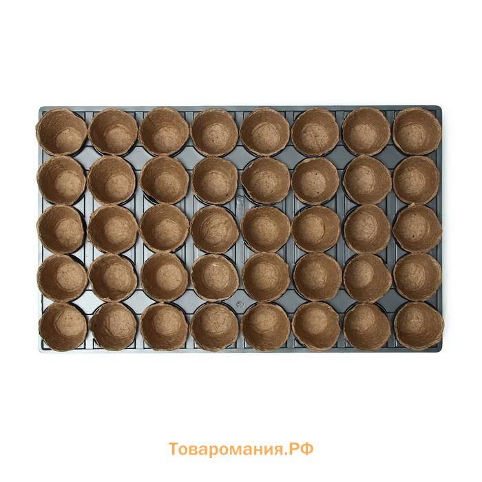 Набор для рассады: торфяной горшок 6×6 см, кассета на 40 ячеек, Greengo