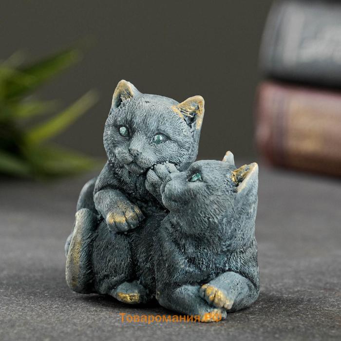 Фигурка гипс «Кошачья дружба», серо-голубой, 6×8×5 см