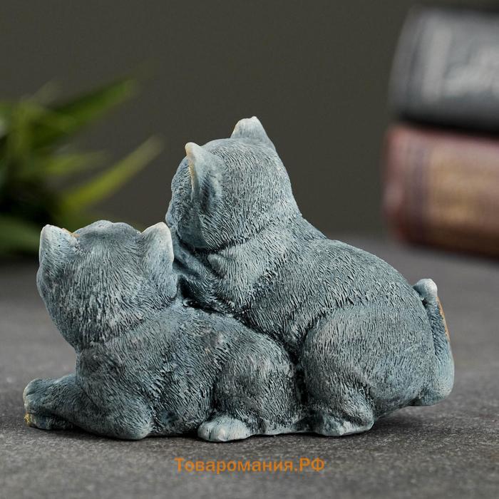 Фигурка гипс «Кошачья дружба», серо-голубой, 6×8×5 см