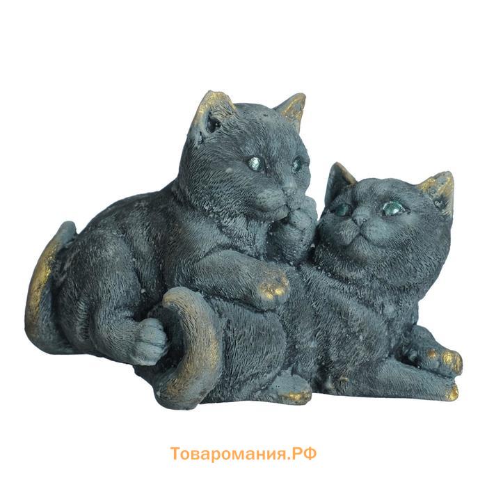 Фигурка гипс «Кошачья дружба», серо-голубой, 6×8×5 см