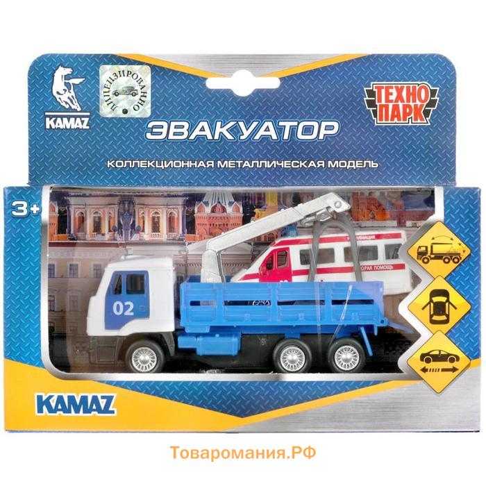 Машина металлическая «KAMAZ эвакуатор», 12 см, открываются двери, подвижные детали, инерция, скорая помощь 7,5 см