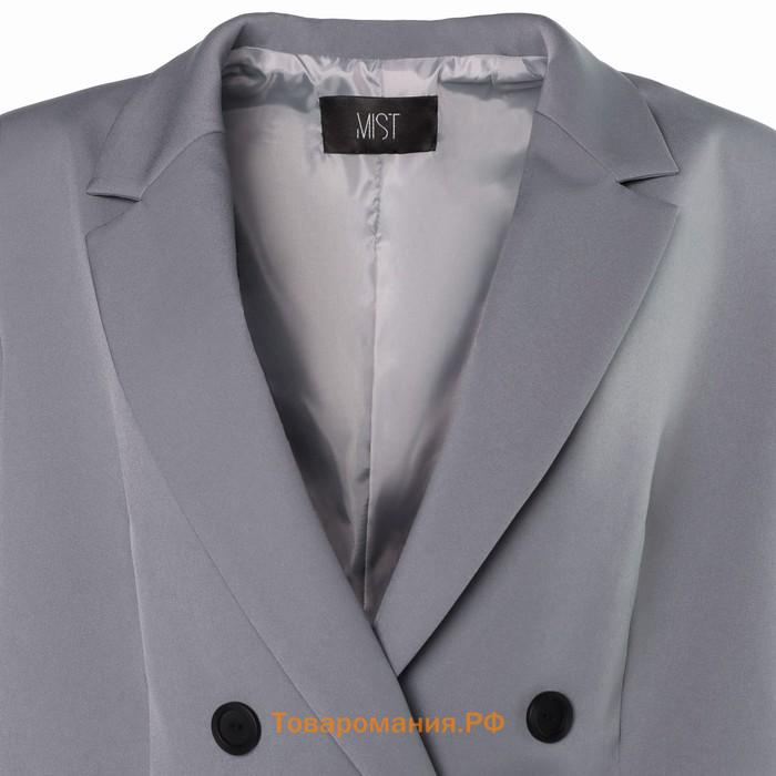 Пиджак женский двубортный MIST plus-size, размер 54, цвет серо-голубой