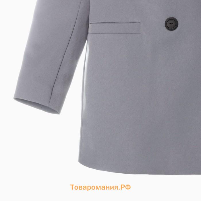 Пиджак женский двубортный MIST plus-size, размер 54, цвет серо-голубой