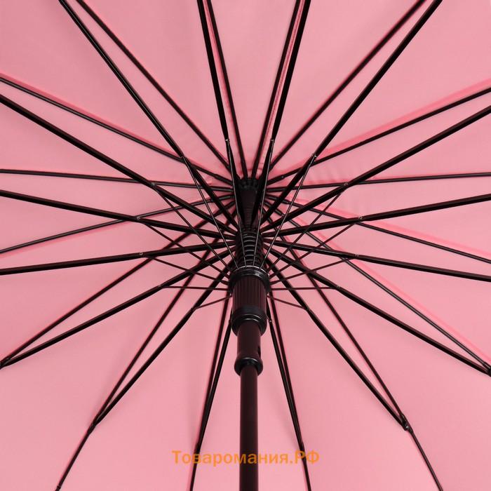 Зонт - трость полуавтоматический «Пастель», 16 спиц, R = 52 см, цвет зелёный