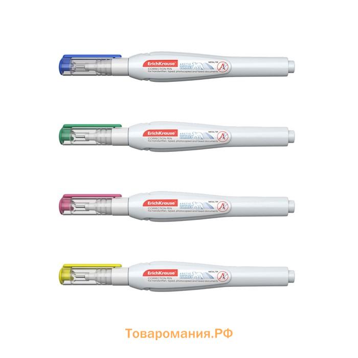 Ручка-корректор 10 мл, Erich Krause ARCTIC WHITE, с металлическим наконечником, в пакетике