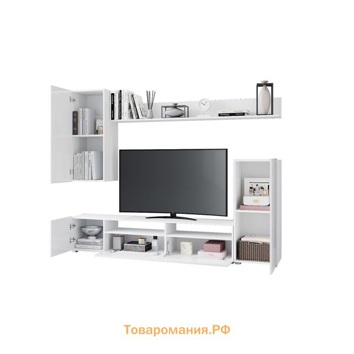 Гостиная «Лира», 2130×1680×350 мм, цвет Белый/ Белый глянец МДФ