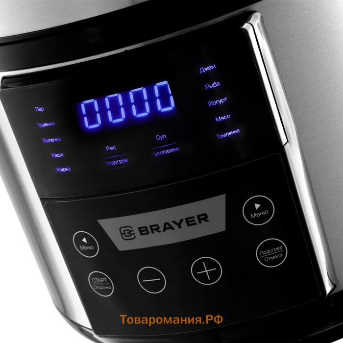 Мультиварка-скороварка BRAYER 2400BR, 900 Вт, 5 л, 12 программ
