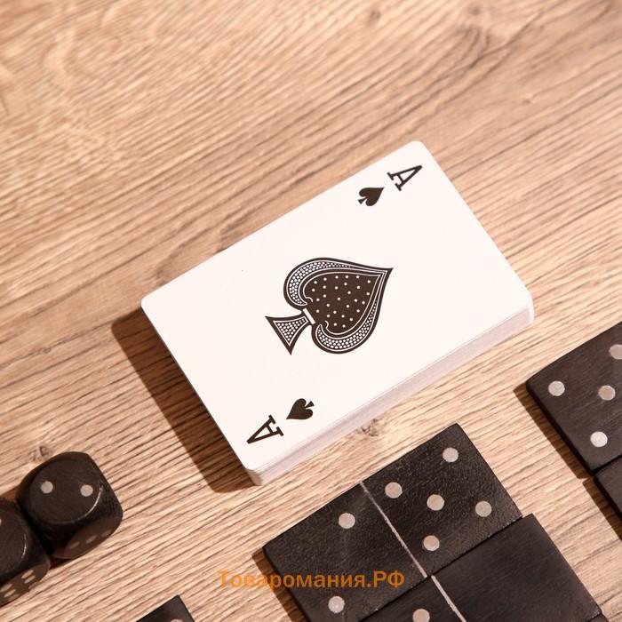 Игра настольная 3 в 1, домино, кубики, карты, полирезин, МДФ