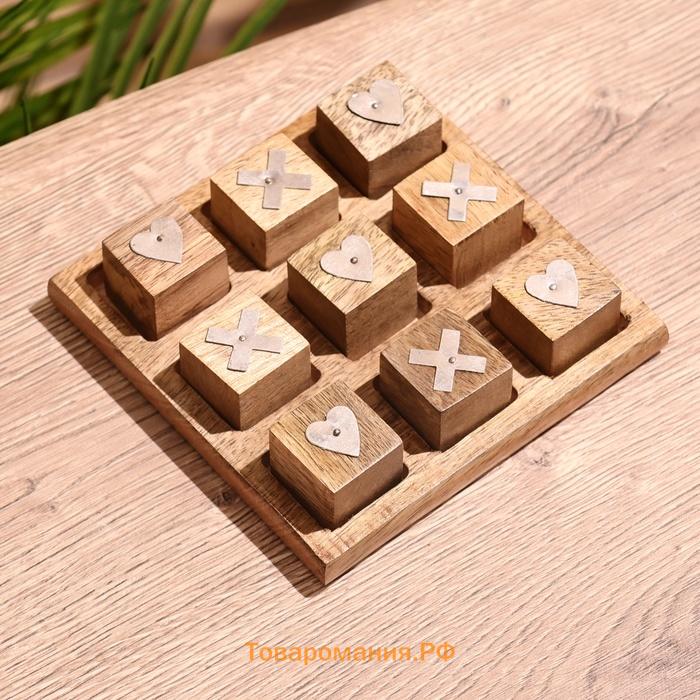 Игра настольная «Крестики-нолики», 12×12×3 см, манговое дерево
