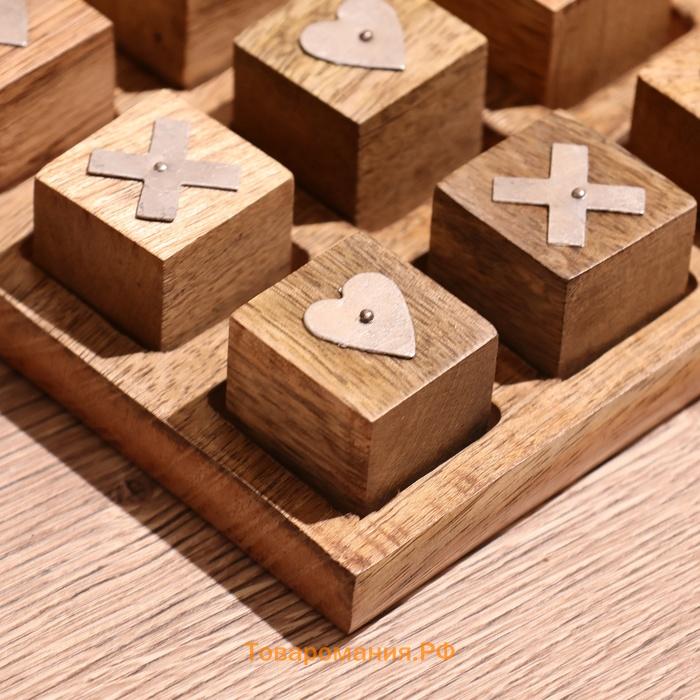 Игра настольная «Крестики-нолики», 12×12×3 см, манговое дерево
