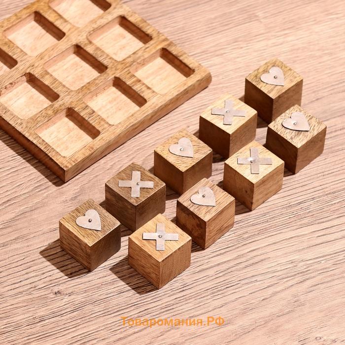 Игра настольная «Крестики-нолики», 12×12×3 см, манговое дерево