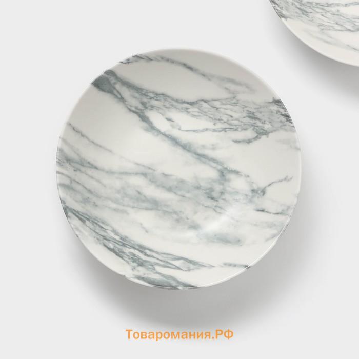 Тарелки глубокие Magistro Real Marble, 800 мл, 21×4,7 см, набор 2 шт, фарфор, белые