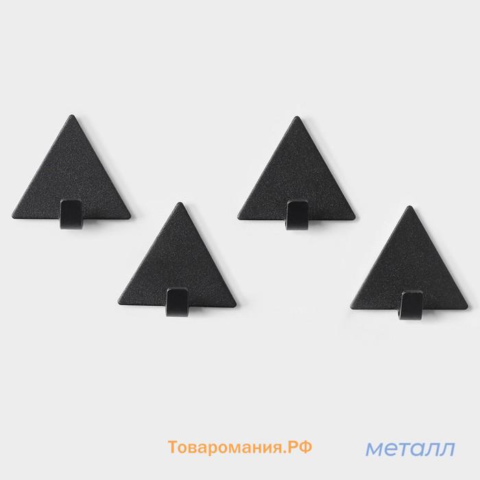 Крючки самоклеящиеся SAVANNA Black Loft, 4 шт., металл, грань 4 см, 4×3.9×1.5 см, чёрные