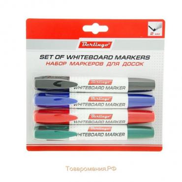 Набор маркеров для доски 4 цвета, Berlingo 2.0 мм