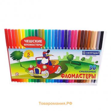 Фломастеры 30 цветов 1.8 мм Centropen 7790 "Пингвины", пластиковый конверт, линия 1.0 мм