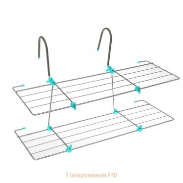 Сушилка для белья на радиатор, 2 яруса, 65×23,5×36 см, цвет серый