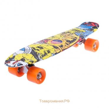Скейтборд ONLITOP R2206, 56х15 см, колёса PU, АBEC 7, алюминиевая рама, цвет граффити