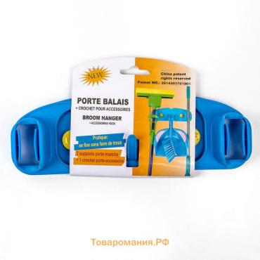 Держатель для швабр, 30×10×5 см, на липучке, с крючком, МИКС