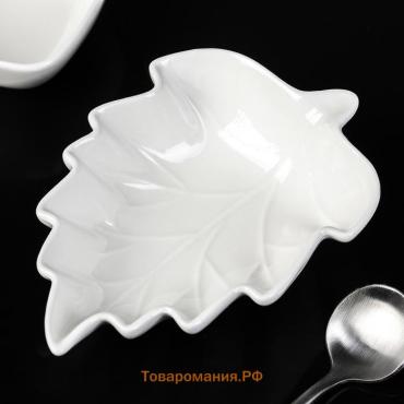 Соусник «Лиственик», 14×10×3 см, керамика, белый